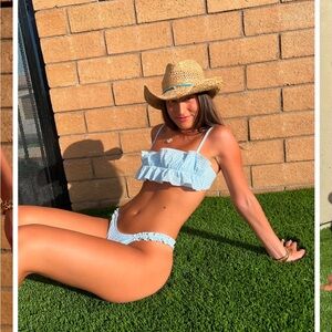 Strawberry Milk Mob Blue Ruffle Bikini Set (Top and Bottom)